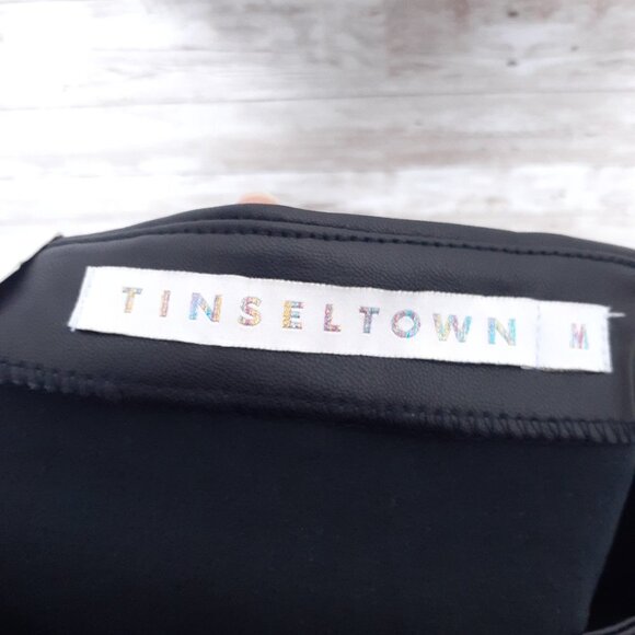 Tinseltown Faux Leather Skirt M Black Zippers 982 - Picture 3 of 7